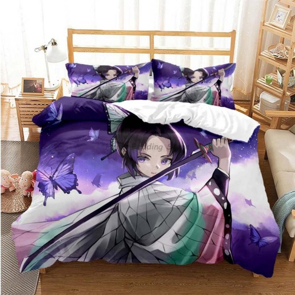 Anime Demon Slayer Bedding Set Japanese Cartoon Bed Linen 200x220 Teens Girls Twin Single Queen King Full Duvet Cover Sets
