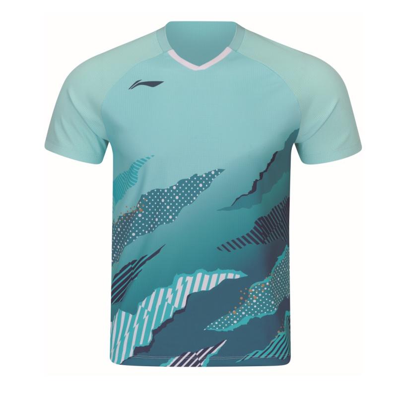 Коллекция для соревнований по бадминтону Li Ning Бадминтонная футболка унисекс Освежающе-голубой AAYW039-5