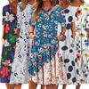 2023 Women's Summer Casual Dress with Print, Round Neck, Elegant Style, and Pockets