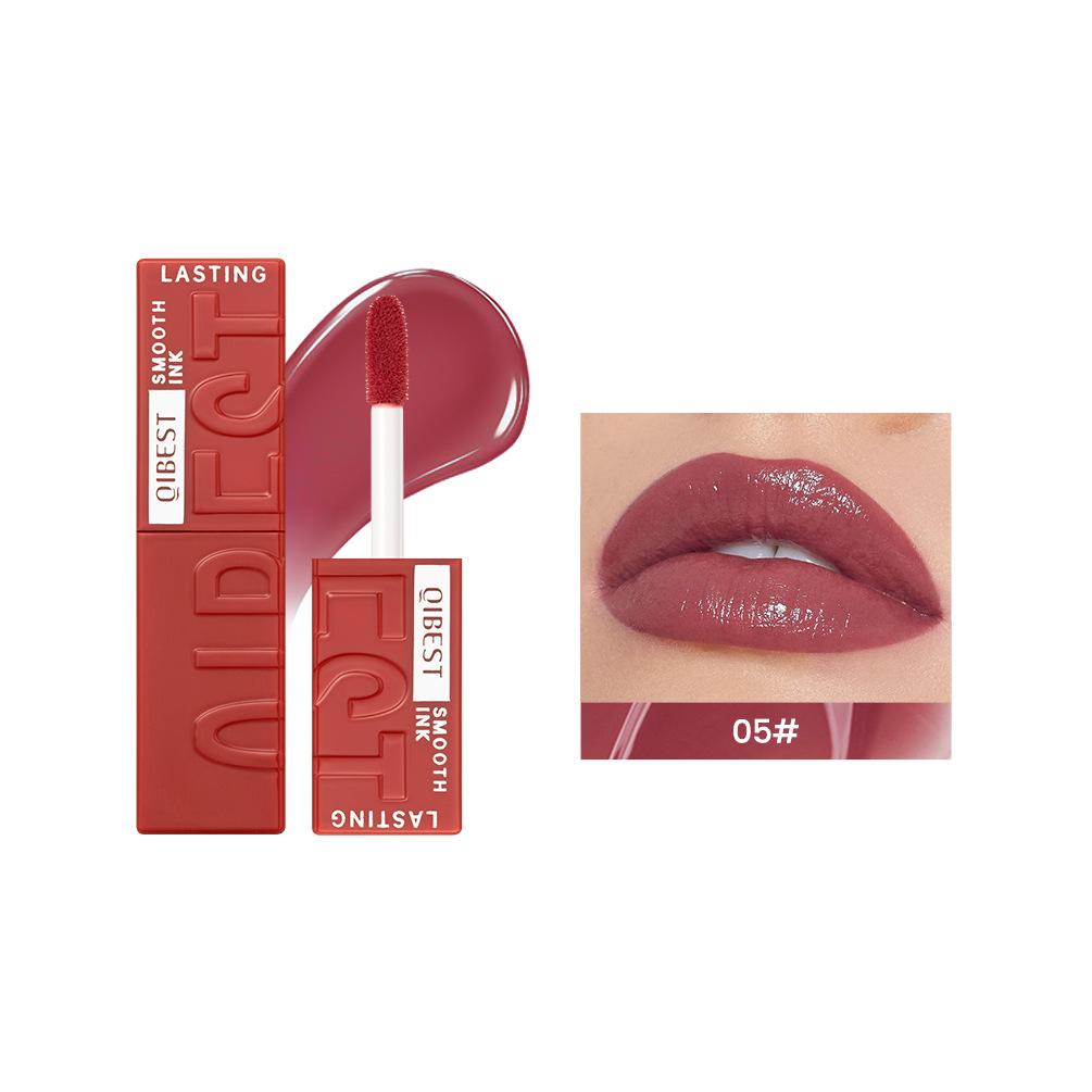 QIBEST Water Mirror Lip Glaze Non-stick Cup Lasting Moisturising Moisturising Lip Gloss Liquid Lipstick Beauty