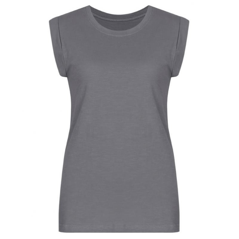 Shop Round Slub Cotton Double Sleeve Tank Dai Wsh 0519 Black