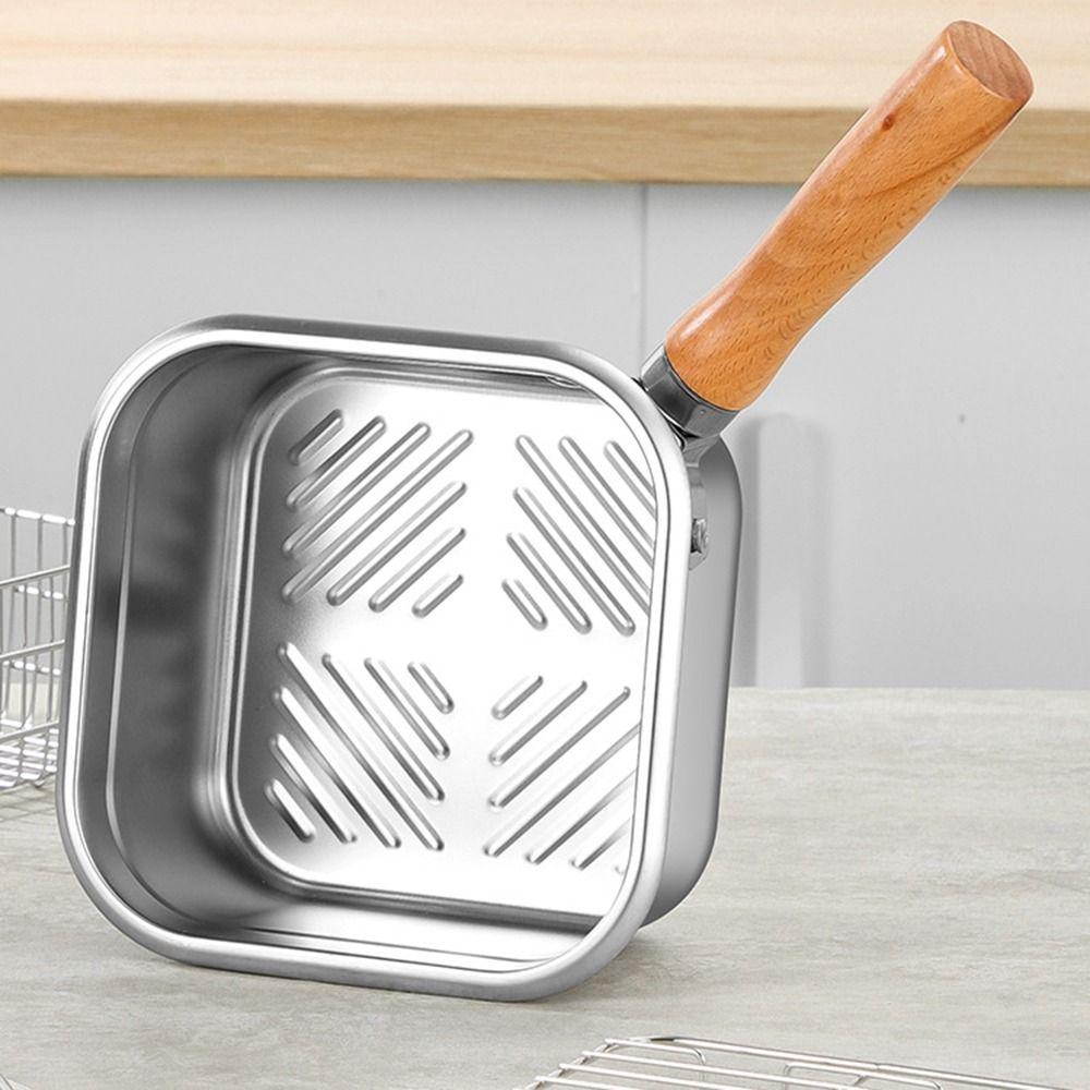 Nonstick Deep Fryer Pot Detachable Handle Camp Food Container Portable French Fries Holder  Outdoor