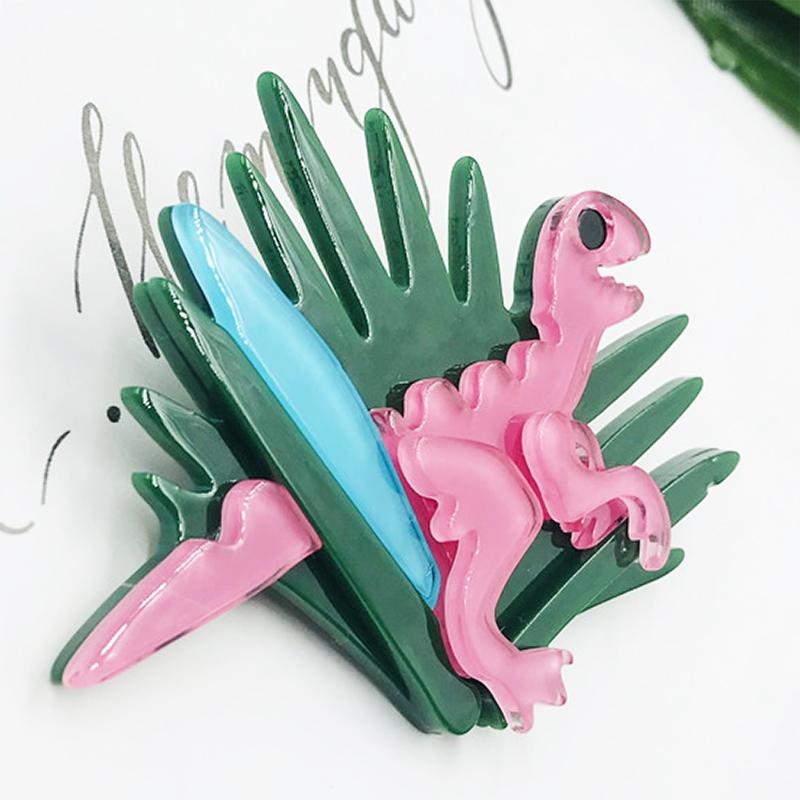 Blucome Cartoon Dinosaur Brooch Acrylic Creative Velociraptor Dinosaur Pin for Bag Suit New Year Gift