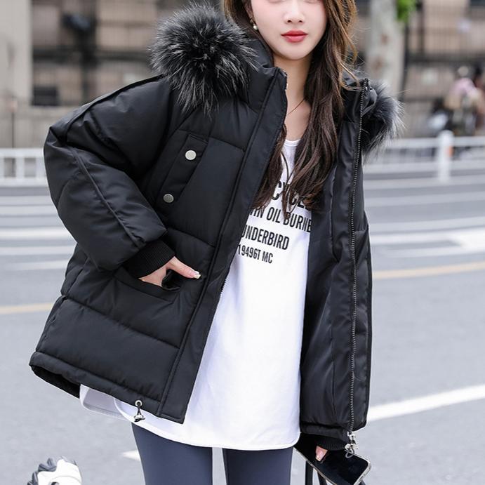 Зимняя куртка-пуховик с меховым воротником и капюшоном, женская парка с длинным рукавом, толстые теплые куртки из хлопка