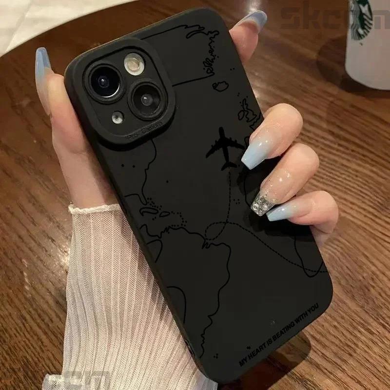 Вдохновленный путешествиями дизайн маршрута самолета Чехол для телефона для iPhone 16 15 14 13 12 11 Pro Max Mini 7 8 Plus X XR XS Мягкий силиконовый чехол