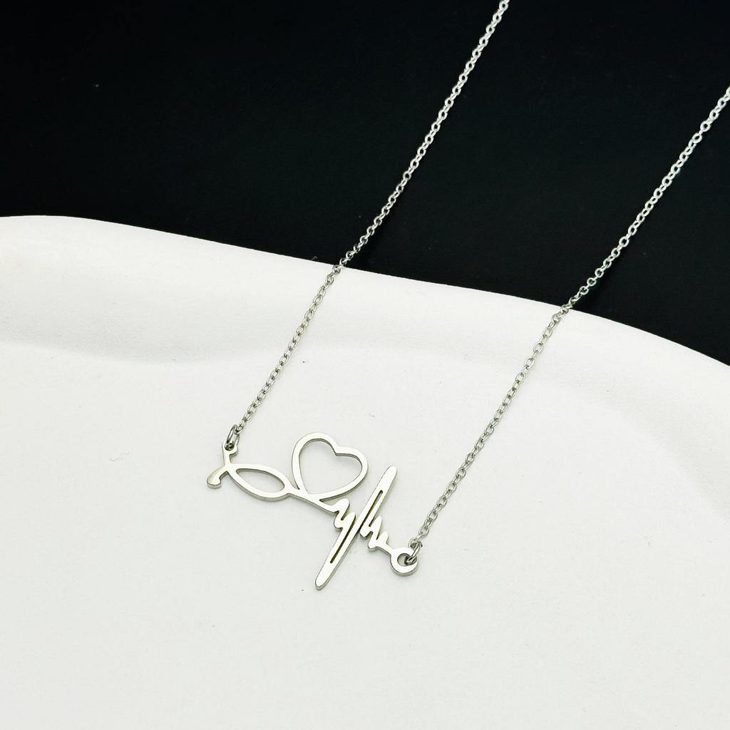 Stainless Steel Stethoscope Necklace for Women - Doctor/Nurse Electrocardiogram Clavicle Jewelry