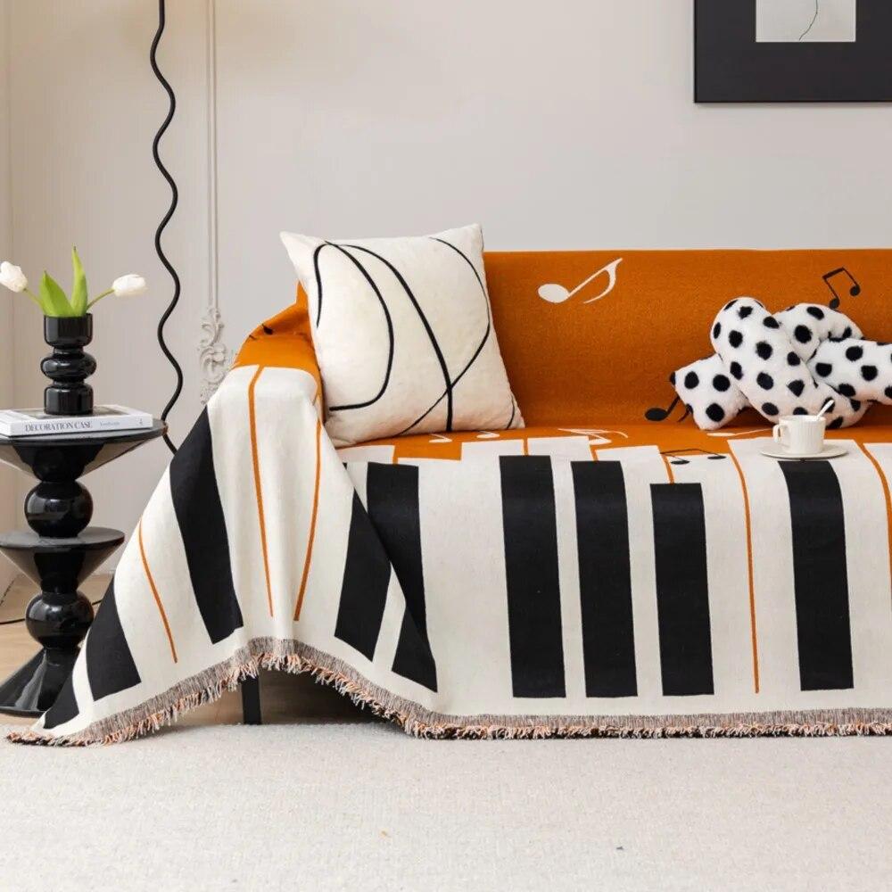 Чехол для дивана с ключом от фортепиано, полотенце для дивана, чехол для дивана из синели, коврик для домашних животных, коврик для гостиной, музыкальная нота, чехол для дивана, одеяло