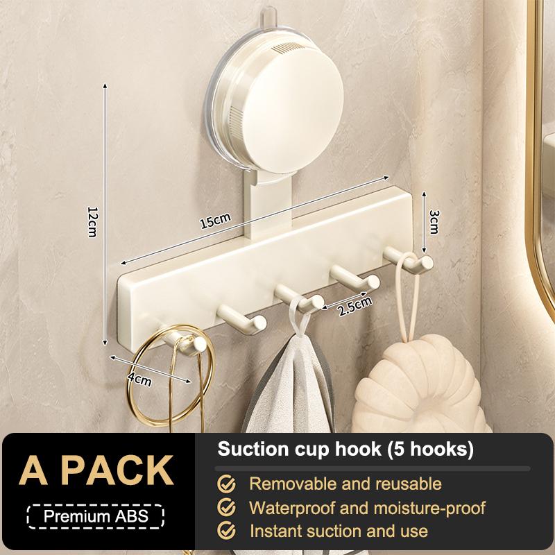 Крючки на присосках Настенная полка для хранения без сверления Для пальто, одежды и полотенец Экономия места Высокая грузоподъемность