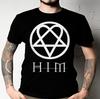 Футболка с Heartagram Him Band Футболка Heartagram Роза Логотип группы Him Футболка унисекс