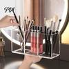 Modern Clear Acrylic Organizer Transparent Makeup Brush Organizer, Multi-Compartment Storage Bin, Elegant for Vanity Style Cosmetic Display Lip Gloss