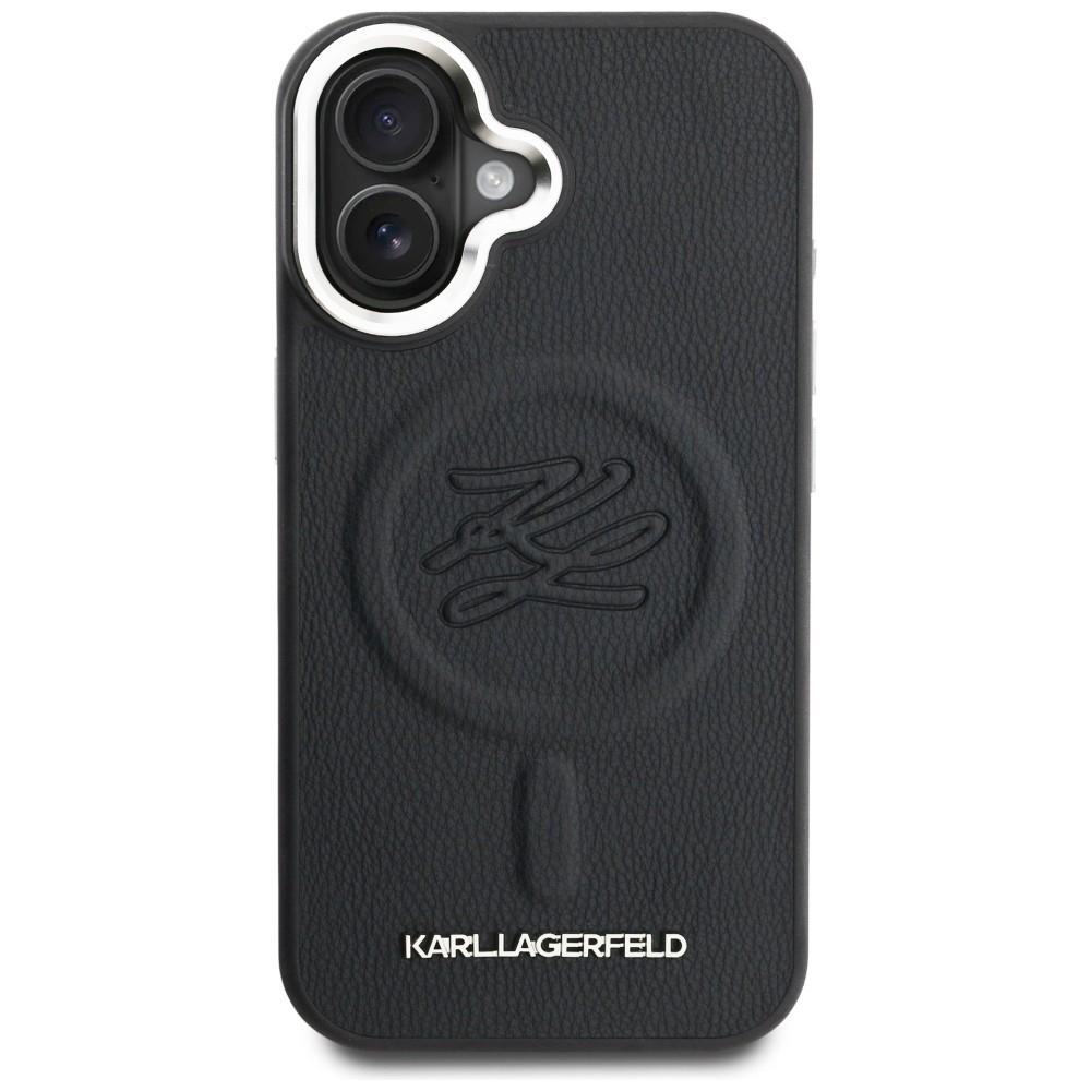 Karl Lagerfeld Initial & Metal Logo MagSafe Case for iPhone 16 Black