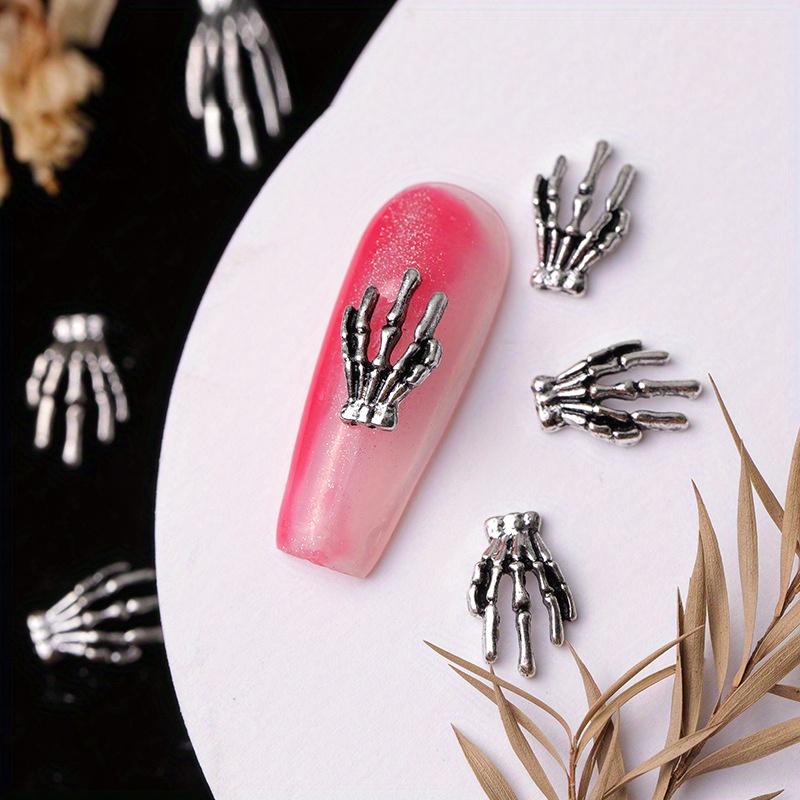 10 piece set of skeleton hand alloy nail jewelry Halloween skeleton dark style nail decoration