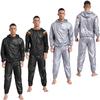 S-4XL Мужской костюм для сауны и похудения с длинным рукавом и капюшоном, с эластичными брюками на талии, ПВХ, для тренировок в спортзале