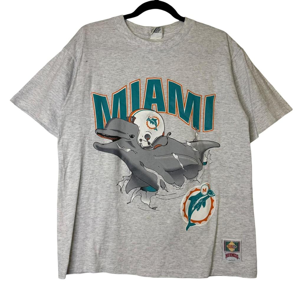 90's Miami Dolphins Nutmeg Breakthrough T shirt Sz L (B2078)