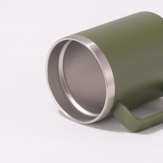 Coffee Mug with Lid Handle 12 Oz Stainless Steel Vacuum Cup Wall Insulated Travel Tumbler Cup Sweat Proof Camping Mug