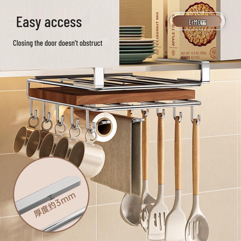 Стеллаж для хранения кухни из нержавеющей стали: Подвесной органайзер с корзинами для шкафа и держателем для бумажных полотенец