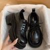 Fashion Retro British Style Lace-up Small Leather Shoes for Women 2025 Spring and Summer New Thick-soled Versatile Small Leather Shoes Single Shoes F