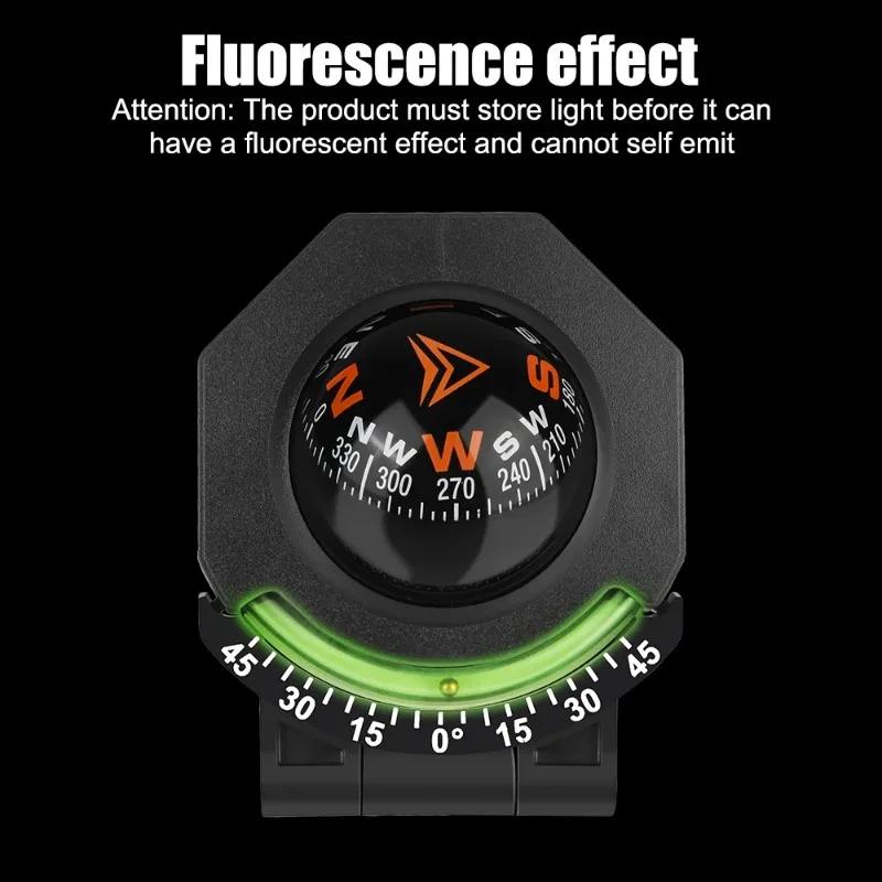 Высокоточный автомобильный компас-шар с уклономером, автомобильный компас для приборной панели 2-в-1 складной, подходит для транспортных средств и судов