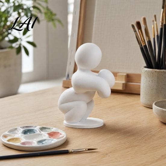 Stress Relief Desk Accessory 1/8Pcs 3D Printed Game Character Figure Sitting Standing Lying Man Figurine Toy Abstract White Statue Collectible Gift