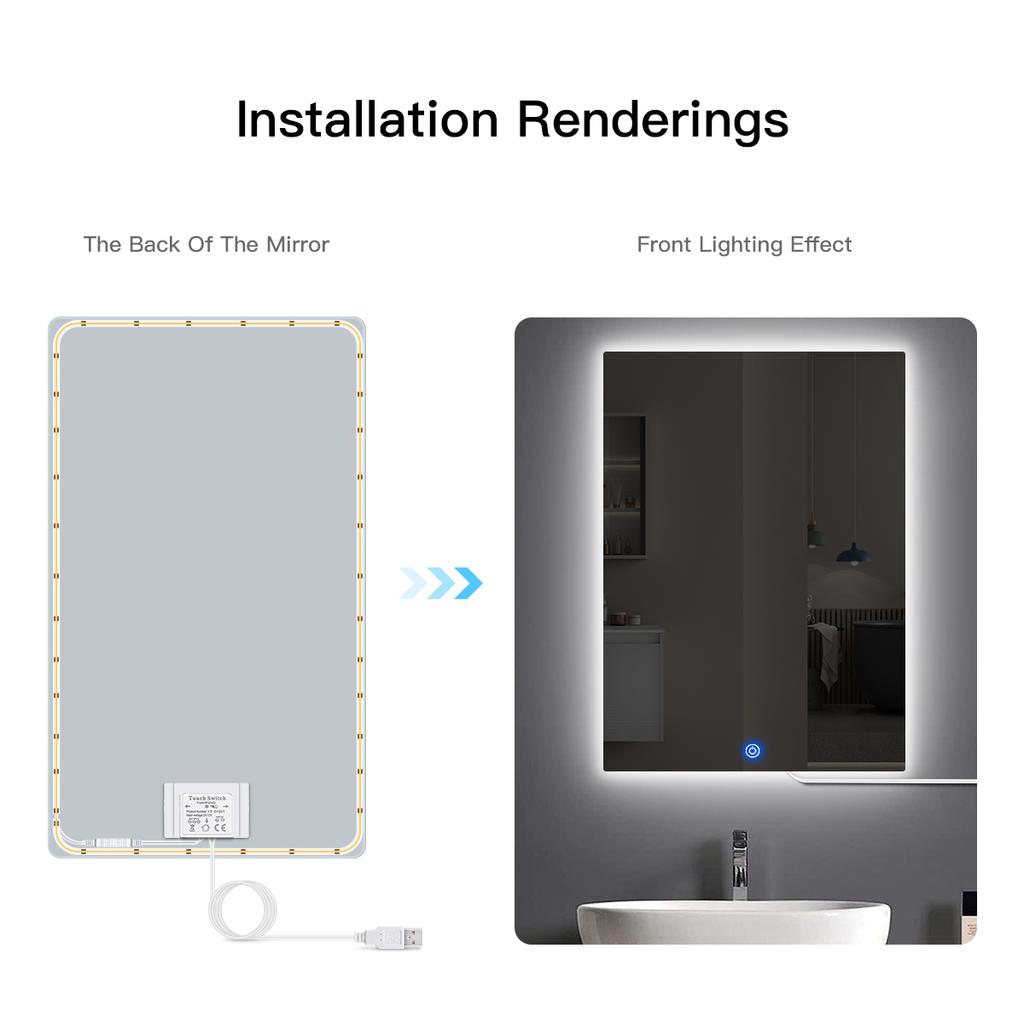 USB 5V зеркало для ванной светодиодная подсветка сенсорное управление диммер переключатель DIY затемняемый туалетный столик зеркало для макияжа подсветка лампа