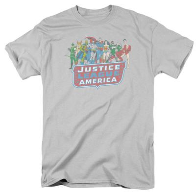 DC Comics Лига Справедливости Америки Состав Мужская Футболка Серебристая