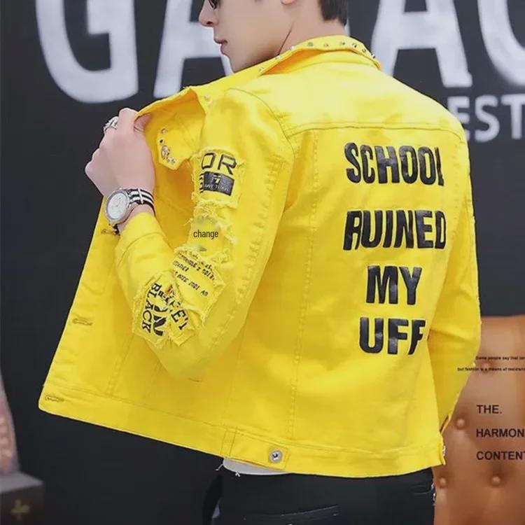 Мужская модная свободная джинсовая куртка - мода весна/осень