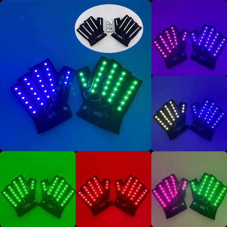 Colorful Remote-controlled Glove and Glasses Set, Multi-colored Glowing Gloves, Stage, Nightclub, Bar, KTV, Internet Celebrity, Flashing Gloves