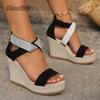 Fashion Women's High Heels Sandals Summer Wedges Platform Fashion Shoes Walking Sandals Outdoor Heeled Pumps Back Zip Chaussures Femme