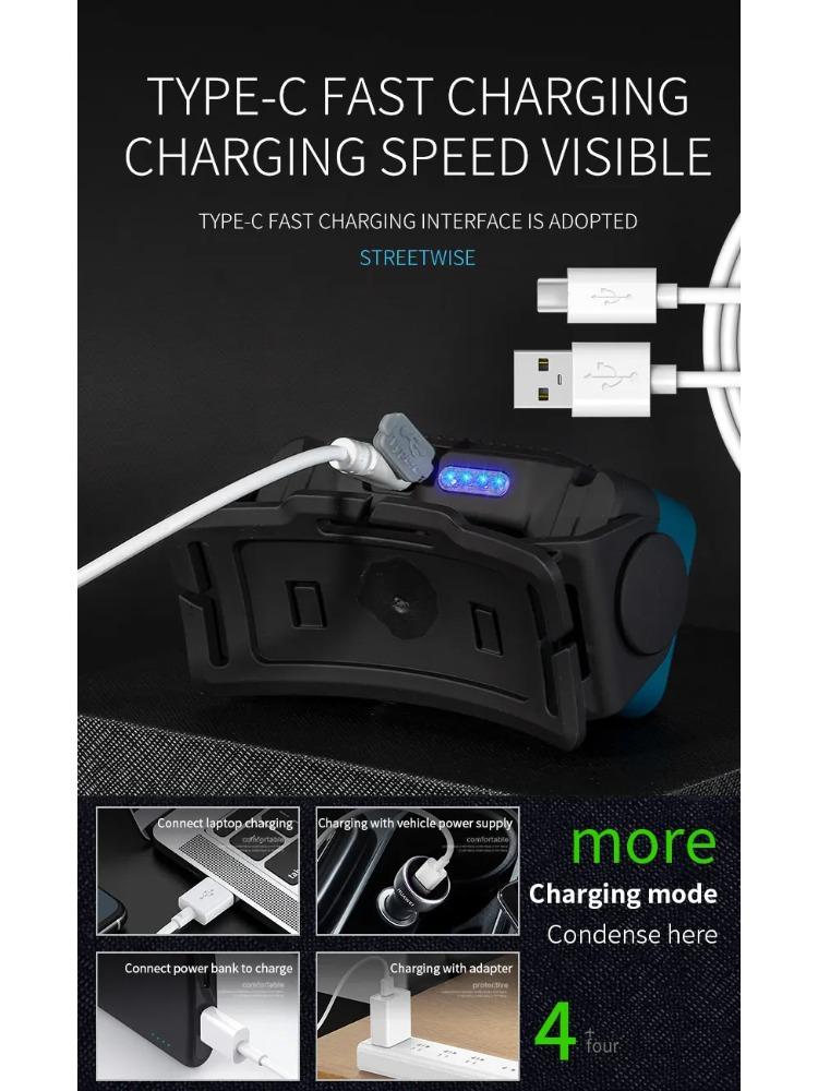 Светодиодный налобный фонарь для кемпинга, охоты, мини-фонарь, USB, белый свет, налобный фонарь, фонарик