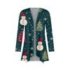 Women's Fashion Casual Christmas Print Medium Length Cardigan Jacket Coat