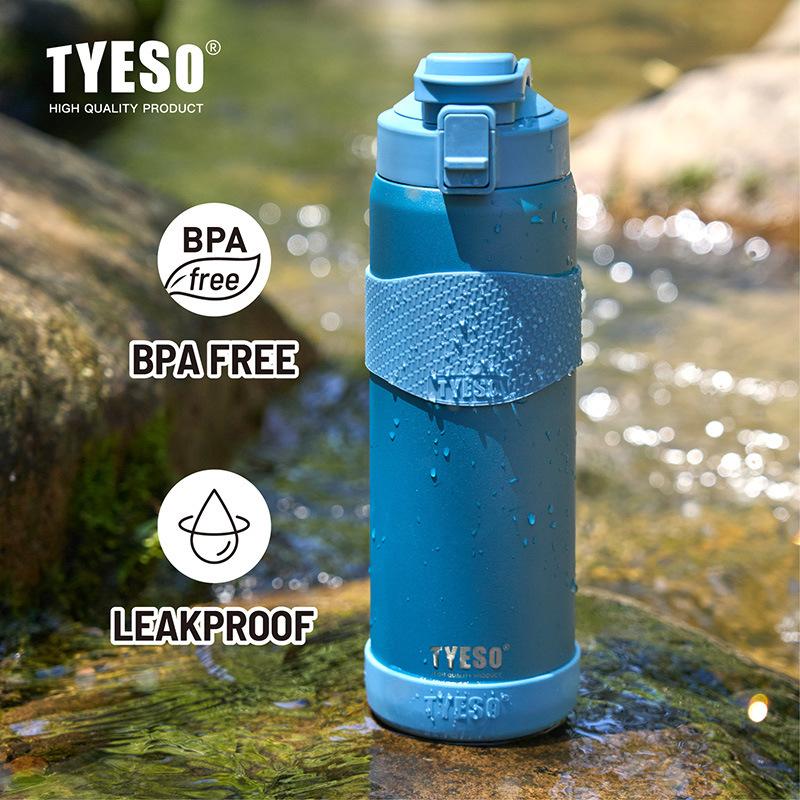 TYESO Vacuum Insulated Bottle 304 Stainless Steel Portable Sports Water Bottle with Straw for Travel Cycling& Outdoor Activities