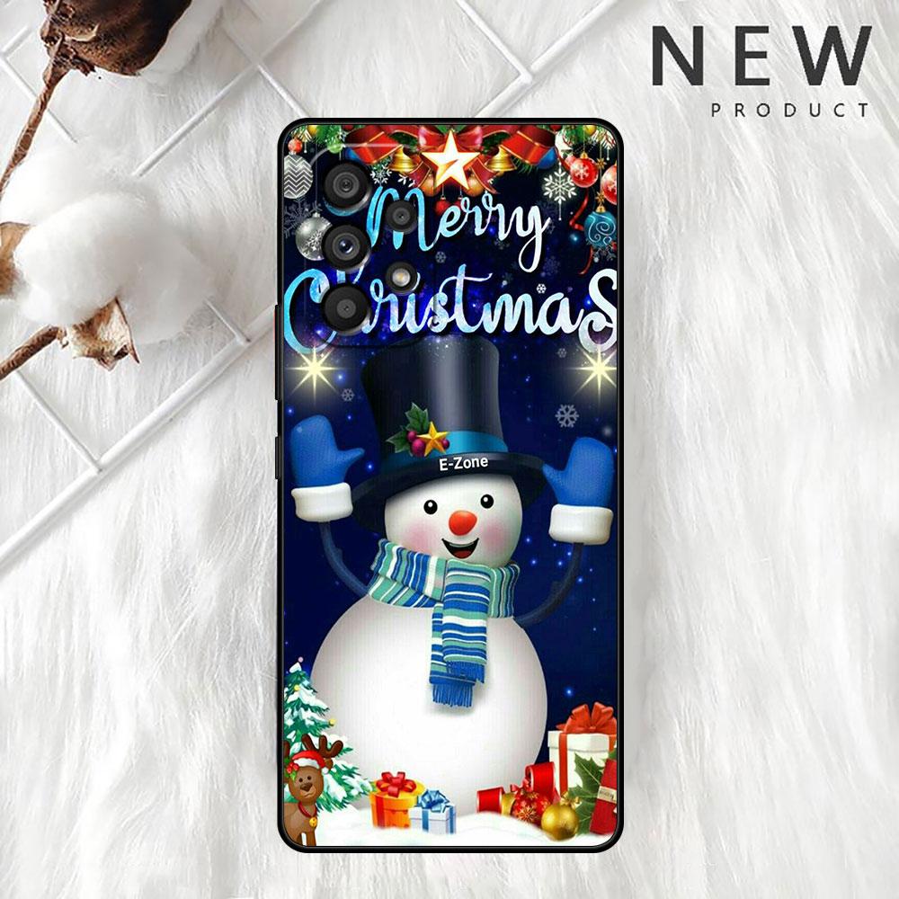 Рождественский чехол со снеговиком из мультфильма для Samsung Galaxy A52 A12 A51 A53 A33 A71 A32 A31 A21 A01 A11 A22, черный чехол из ТПУ для телефона