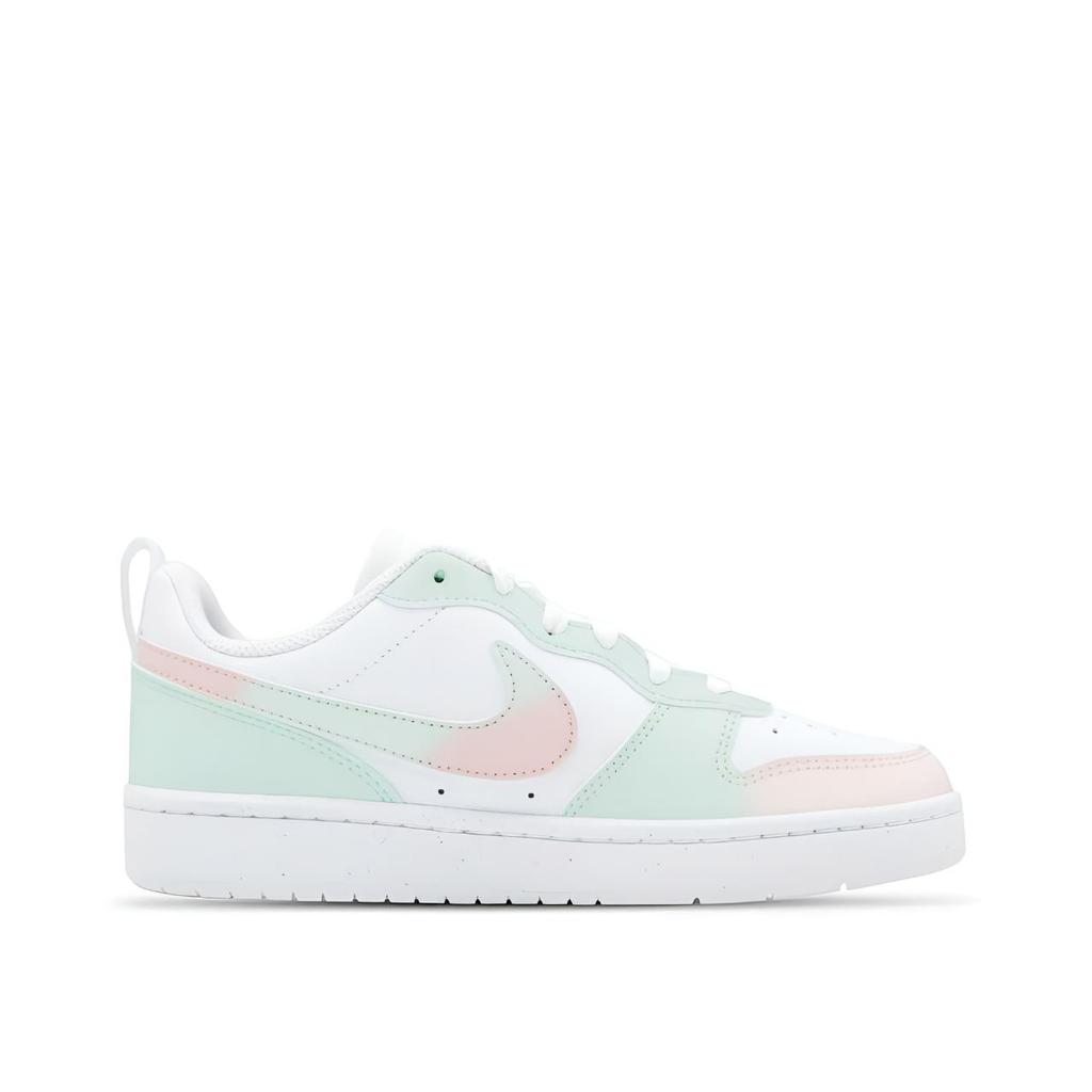 Nike Court Borough 2 Pink Green Sweetheart, Versatile Girlish Style, Perfect Balance Leather Individual DV5456-138(Team2234- )