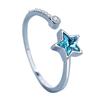 Потрясающее кольцо-звезда из стерлингового серебра 925 пробы для женщин с голубыми бриллиантами, регулируемый дизайн