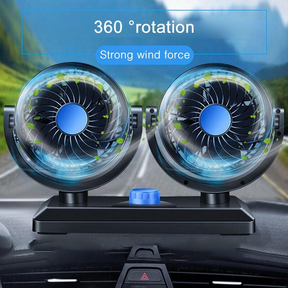 360 Degree Adjustable Car Cooling Fan Single/Dual Head Automotive Electric Fan Desktop Fan  Summer