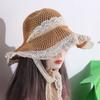 Пасторальный стиль Шляпа от солнца с широкими полями Кружевная кепка с защитой от УФ-лучей Складная женская соломенная шляпа Женская