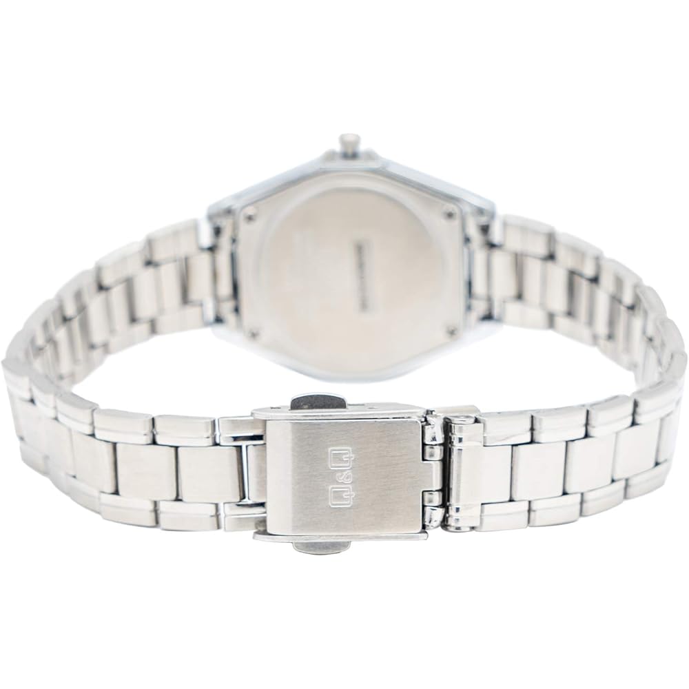 Citizen Q&Q Analog Solar Waterproof Date Watch Black Dial Metal Band Women's Silver