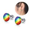 Fashion Round Rainbow Color Ear Studs Women Club Travel Earrings Jewelry Gift