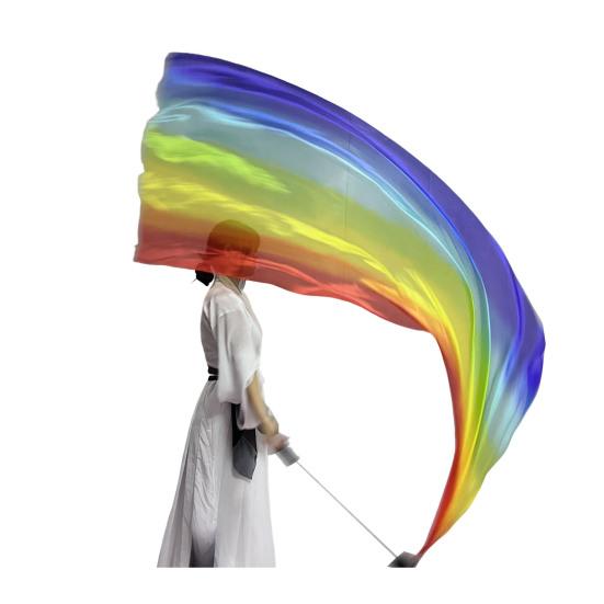 Пои для танца живота Вуаль из искусственного шелка Шар для пои Метательные шары Шарф Пои Лента Стример Разноцветная шелковистая лента