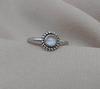 Rainbow Moonstone Ring: Beaded Floral 925 Sterling Silver, Boho