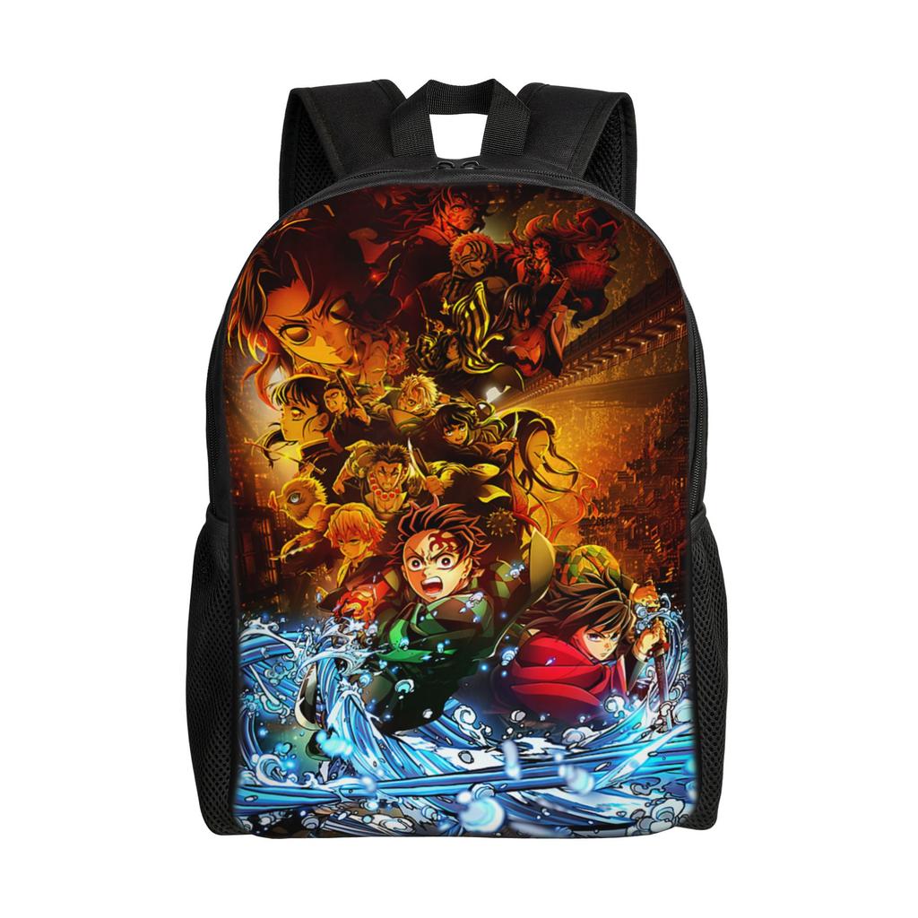 Рюкзаки Клинок Рассекающий Демонов Kimetsu no Yaiba Танджиро Дыхание Воды Меч Daypack mochila Campus Застежка-молния Rucksack