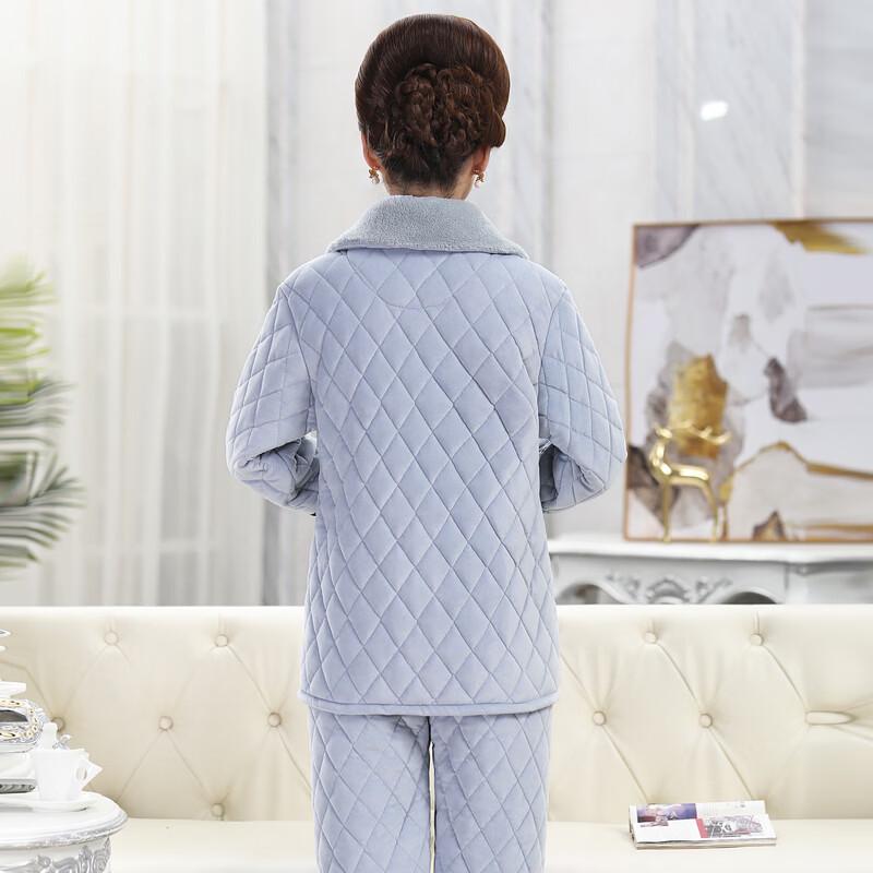 ROMON Women's Three-Layer Quilted Flannel Pajama Set