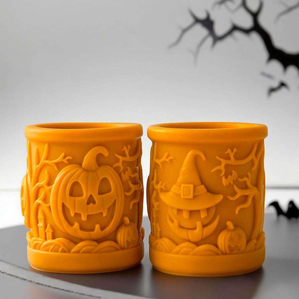 Силиконовая форма для свечей на Хэллоуин для изготовления свечей, мыла, праздничного декора, термостойкая силиконовая форма цилиндрической формы