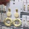 Earrings Gift Ear Geometric Stud Dangle Jewelry Women Woven Straw Rattan Wooden  Unique