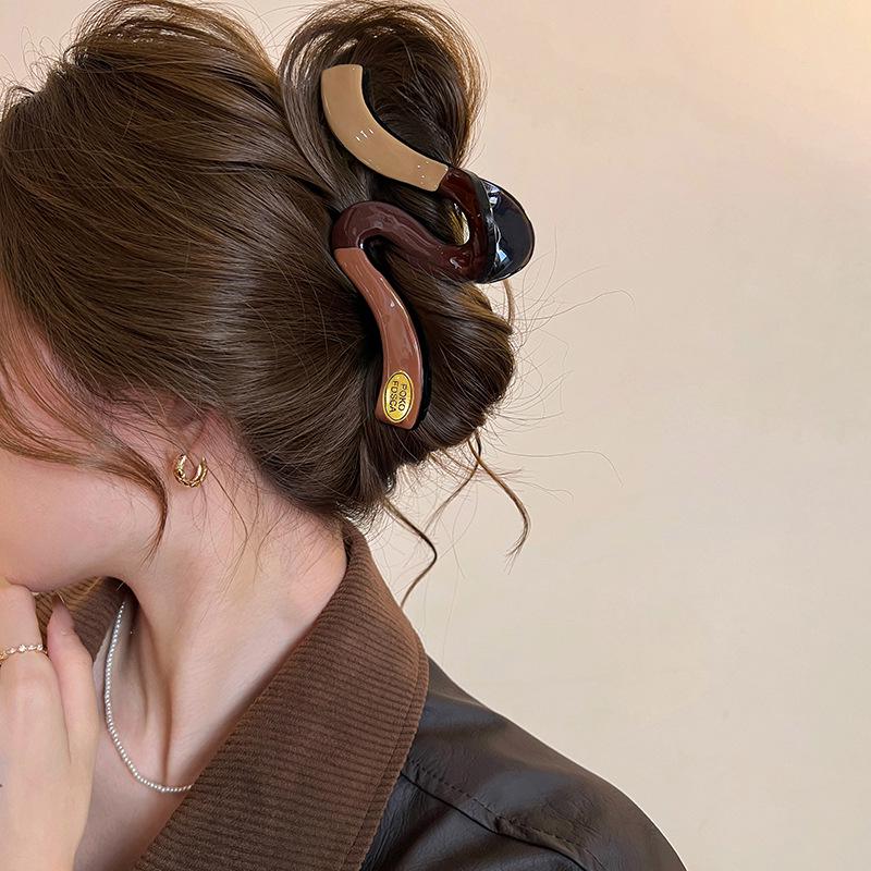 Корейская ретро большая заколка-краб для густых волос - Заколка-краб для волос высокого класса для прически пучок 2025