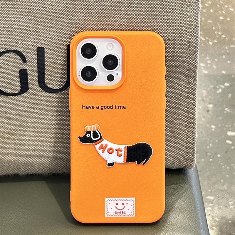 Для iPhone 17 16 Pro Max Чехол Милый Мультяшный Такса Узор Личи Чехол для Телефона Для iPhone 15 14 13 12 11 Pro XS Max XR 16 Plus