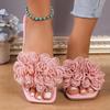 Large Size Cool Slippers Women's Summer Beach Shoes Casual Outer Wear Flower One-word Flat Slippers