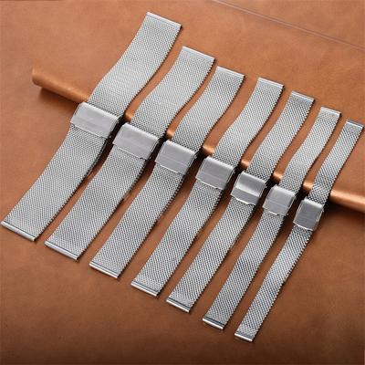 10-24 мм ремешок из нержавеющей стали 304, плетеный миланский металлический стальной ремешок, ремешок для часов с двойной пряжкой