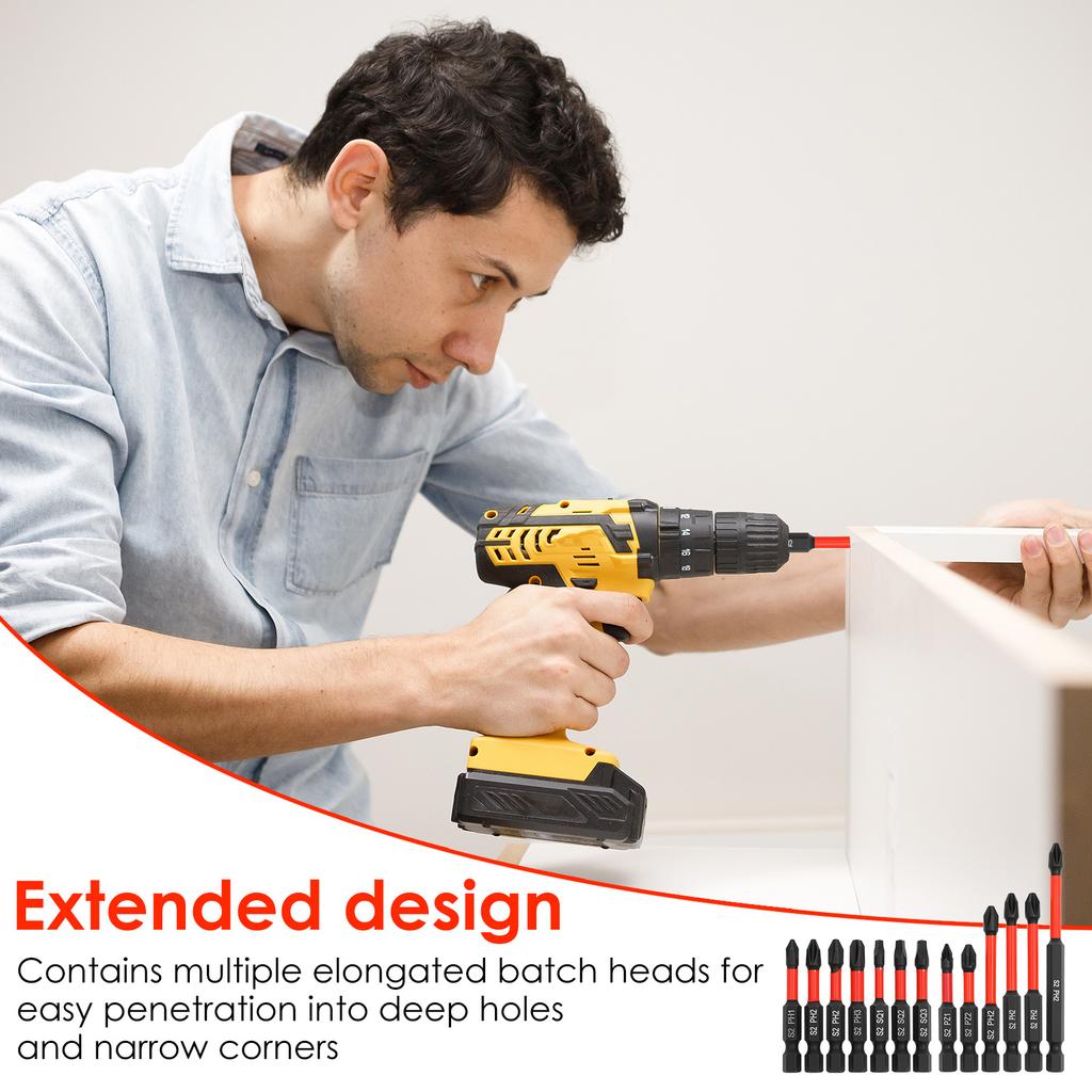 1 Набор Ударных Шестигранных Головок Аллена Набор Сверл 1/4 дюйма Биты для Отвертки Хром-Ванадиевая Сталь Магнитный Адаптер-Удлинитель для Винтов