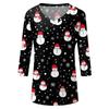 Women's T Shirt CHristmas Print 3/4 Sleeve Daily Weekend Fashion Basic V- Neck Regular Top
